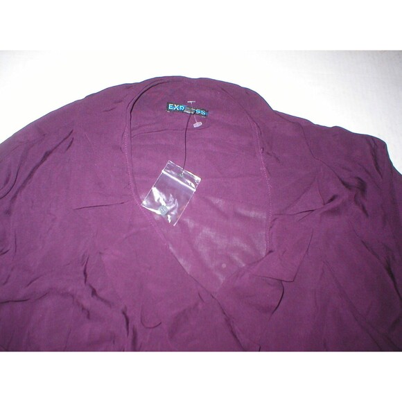 New Womens Express Top XS Dark Purple Small Nice Work School Blouse SS Viscose - Picture 8 of 10